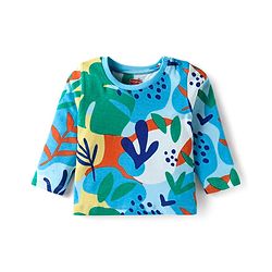 Babyhug Cotton Knit Full Sleeves Co-Ord Night Suit with Leaves Print - Light Blue