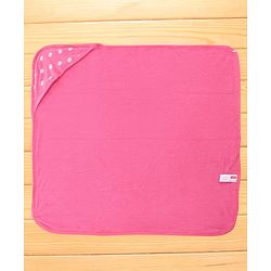 Babyhug 100% Cotton Terry Woven Hooded Wrapper with Polka Dots Print L 76 x B 76 cm - Pink