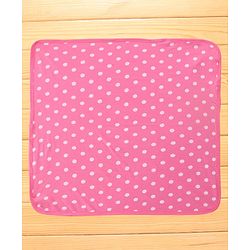 Babyhug 100% Cotton Terry Woven Hooded Wrapper with Polka Dots Print L 76 x B 76 cm - Pink