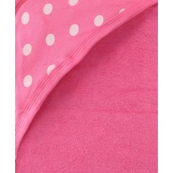 Babyhug 100% Cotton Terry Woven Hooded Wrapper with Polka Dots Print L 76 x B 76 cm - Pink