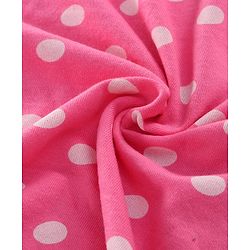 Babyhug 100% Cotton Terry Woven Hooded Wrapper with Polka Dots Print L 76 x B 76 cm - Pink