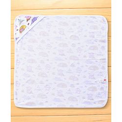 Babyhug Terry Woven Hooded Wrapper with Bear Print L 79 x B 76 cm - White