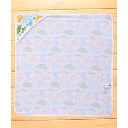 Babyhug Terry Woven Hooded Wrapper with Jungle Theme Print  L 76 x B 76 cm - White