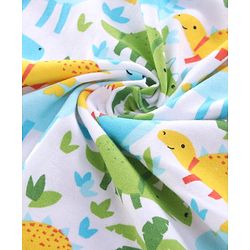 Babyhug Terry Woven Hooded Wrapper with Jungle Theme Print  L 76 x B 76 cm - White
