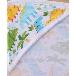 Babyhug Terry Woven Hooded Wrapper with Jungle Theme Print  L 76 x B 76 cm - White