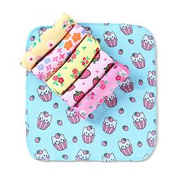 Babyhug 100% Cotton Knit Wash Cloths With Floral & Fruit Print Pack of 6 L 27 x B 25 cm - Multicolour
