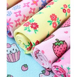 Babyhug 100% Cotton Knit Wash Cloths With Floral & Fruit Print Pack of 6 L 27 x B 25 cm - Multicolour