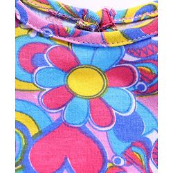 Babyhug Cotton Knit Half Sleeves Floral Printed Frock - Multicolor