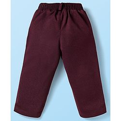Babyhug Knit Full Sleeves Musical Printed Shirt & Trouser with Suspender Hat & Bow - Wine