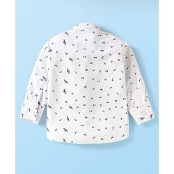 Babyhug Knit Full Sleeves Musical Printed Shirt & Trouser with Suspender Hat & Bow - Wine