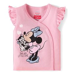Babyhug Disney Interlock Knit Frill Sleeves Jhablas with Minnie Mouse Graphics Pack of 3 - Pink White & Light Blue