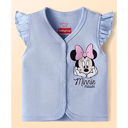 Babyhug Disney Interlock Knit Frill Sleeves Jhablas with Minnie Mouse Graphics Pack of 3 - Pink White & Light Blue