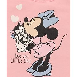 Babyhug Disney Interlock Knit Half Sleeves Onesies with Minnie Mouse Graphics & Frill Detailing Pack of 3 - Pink Blue & White