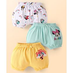 Babyhug Disney Interlock Knit Bloomer With Minnie Mouse Graphics Pack Of 3 - Lavender Yellow & Mint