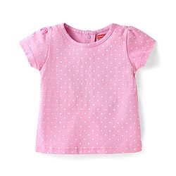 Babyhug Single Jersey Knit Half Sleeves Polka Dots & Ice Cream Printed T-Shirt & Dungaree Style Romper - Pink  & Yellow