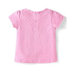 Babyhug Single Jersey Knit Half Sleeves Polka Dots & Ice Cream Printed T-Shirt & Dungaree Style Romper - Pink  & Yellow