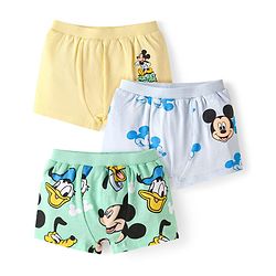 Babyhug Disney Interlock Knit Briefs with Mickey Mouse Graphics Pack of 3 - Yellow Light Green & Light Blue