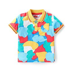Babyhug Cotton Knit Half Sleeves Cotton T-Shirt With Patch Detailing - Multicolor