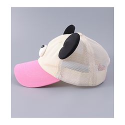 Babyhug Free Size Baseball Cap With Teddy Bear & Ear Applique - Pink