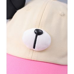 Babyhug Free Size Baseball Cap With Teddy Bear & Ear Applique - Pink