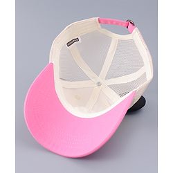 Babyhug Free Size Baseball Cap With Teddy Bear & Ear Applique - Pink