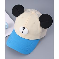 Babyhug Free Size Baseball Cap With Teddy Bear & Ear Applique - Pink