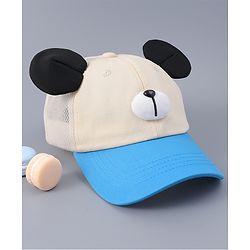 Babyhug Free Size Baseball Cap With Teddy Bear & Ear Applique - Pink