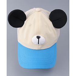 Babyhug Free Size Baseball Cap With Teddy Bear & Ear Applique - Pink