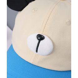 Babyhug Free Size Baseball Cap With Teddy Bear & Ear Applique - Blue
