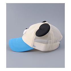 Babyhug Free Size Baseball Cap With Teddy Bear & Ear Applique - Pink