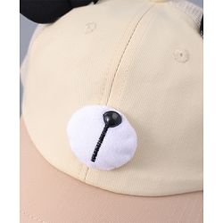 Babyhug Free Size Baseball Cap With Teddy Bear & Ear Applique - Pink