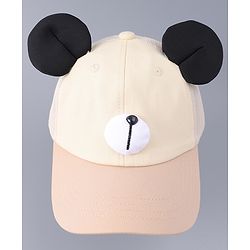 Babyhug Free Size Baseball Cap With Teddy Bear & Ear Applique - Pink