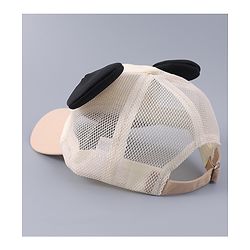 Babyhug Free Size Baseball Cap With Teddy Bear & Ear Applique - Pink