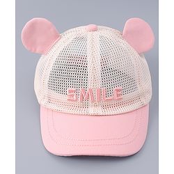 Babyhug Free Size Baseball Cap With Ear Applique - Pink