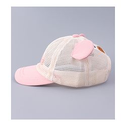 Babyhug Free Size Baseball Cap With Ear Applique - Pink