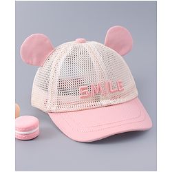 Babyhug Free Size Baseball Cap With Ear Applique - Pink