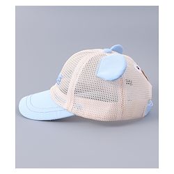 Babyhug Free Size Baseball Cap With Ear Applique - Light Blue