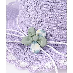 Babyhug Free Size Straw Hat With Floral Applique - Purple