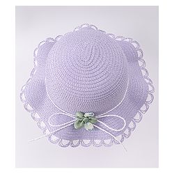 Babyhug Free Size Straw Hat With Floral Applique - Purple