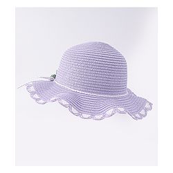 Babyhug Free Size Straw Hat With Floral Applique - Purple