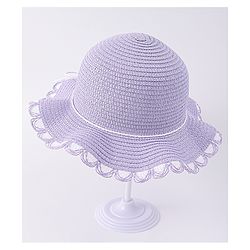 Babyhug Free Size Straw Hat With Floral Applique - Purple