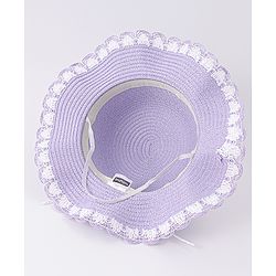 Babyhug Free Size Straw Hat With Floral Applique - Purple