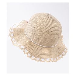Babyhug Free Size Straw Hat With Floral Applique - Purple
