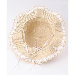 Babyhug Free Size Straw Hat With Floral Applique - Purple