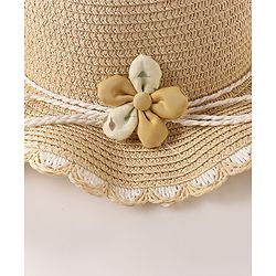 Babyhug Free Size Straw Hat With Floral Applique - Purple