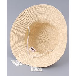 Babyhug Free Size Straw Hat With Bow Applique - Beige