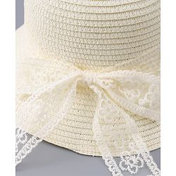 Babyhug Free Size Straw Hat With Bow Applique - Off White