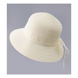 Babyhug Free Size Straw Hat With Bow Applique - Off White
