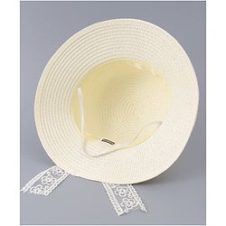 Babyhug Free Size Straw Hat With Bow Applique - Off White