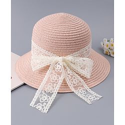 Babyhug Free Size Straw Hat With Bow Applique - Off White